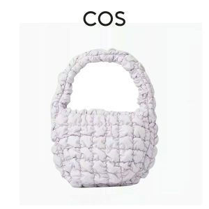 【中號】Cos 雲朵包 拉鏈式 通勤托特包 褶皺包 女款 單肩包 淡紫色